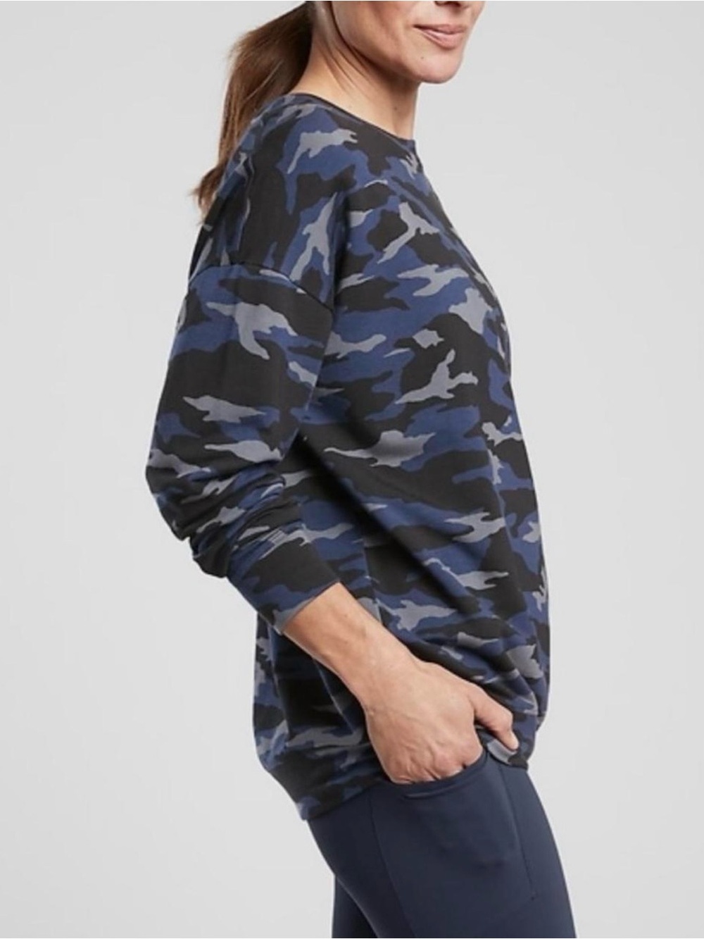 Athleta Studio to Street Sweatshirt - Blue Camo